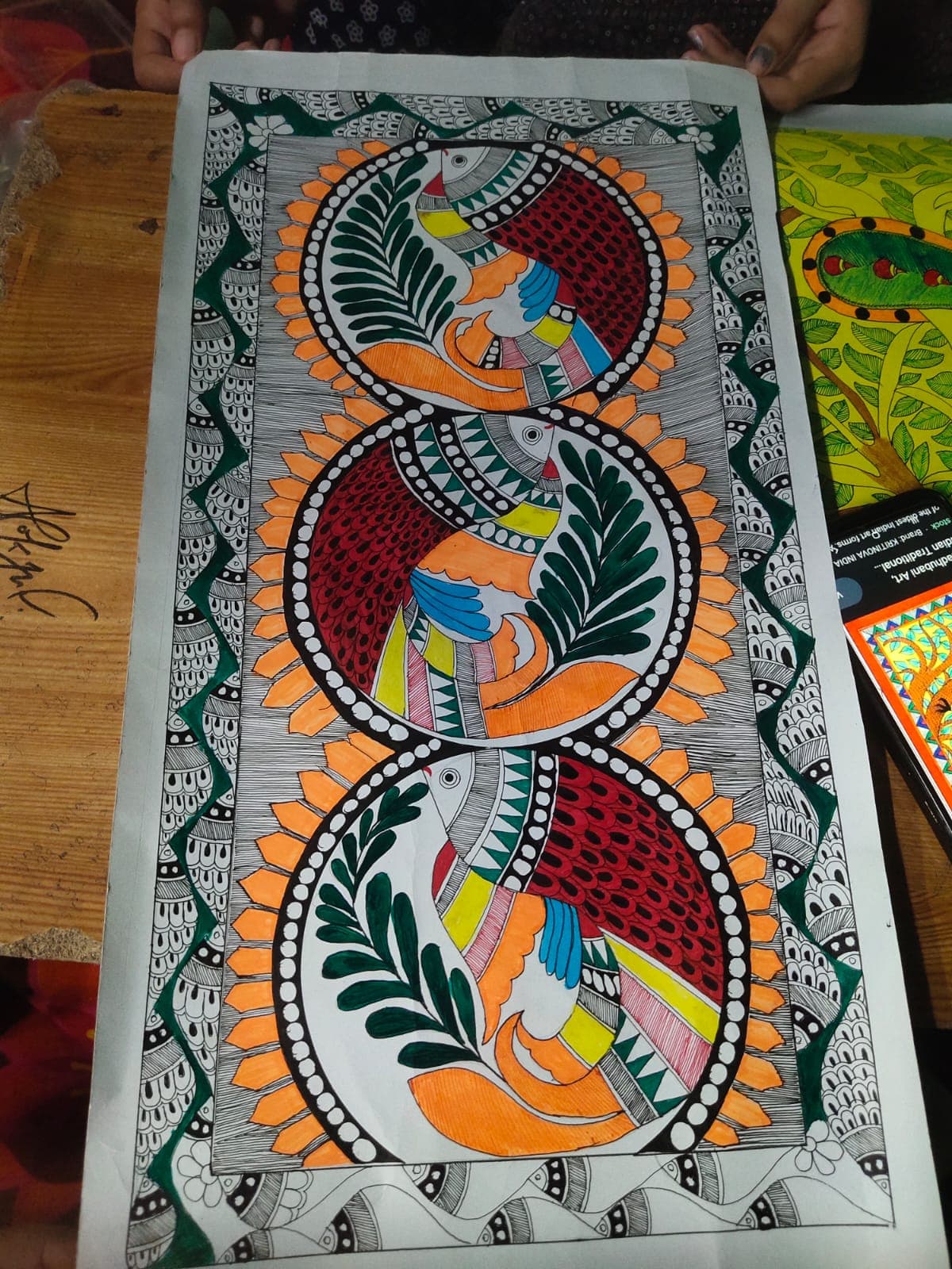 Authentic Madhubani painting handcrafted on canvas by women artisans of Bihar thumbnail 3