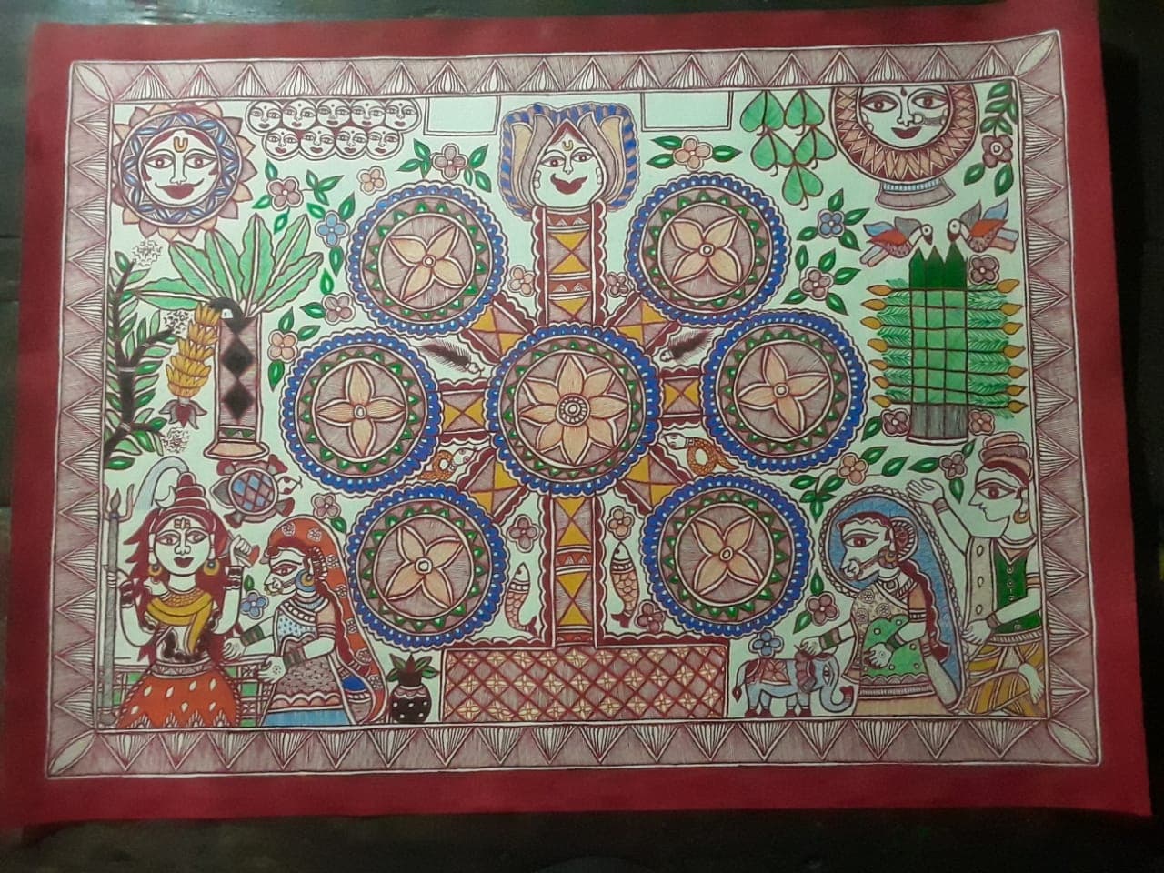 Authentic Madhubani painting handcrafted on canvas by women artisans of Bihar