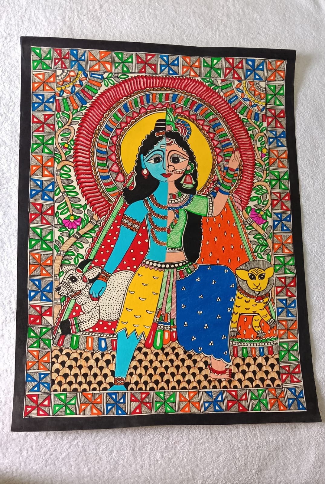Authentic Madhubani painting handcrafted on canvas by women artisans of Bihar