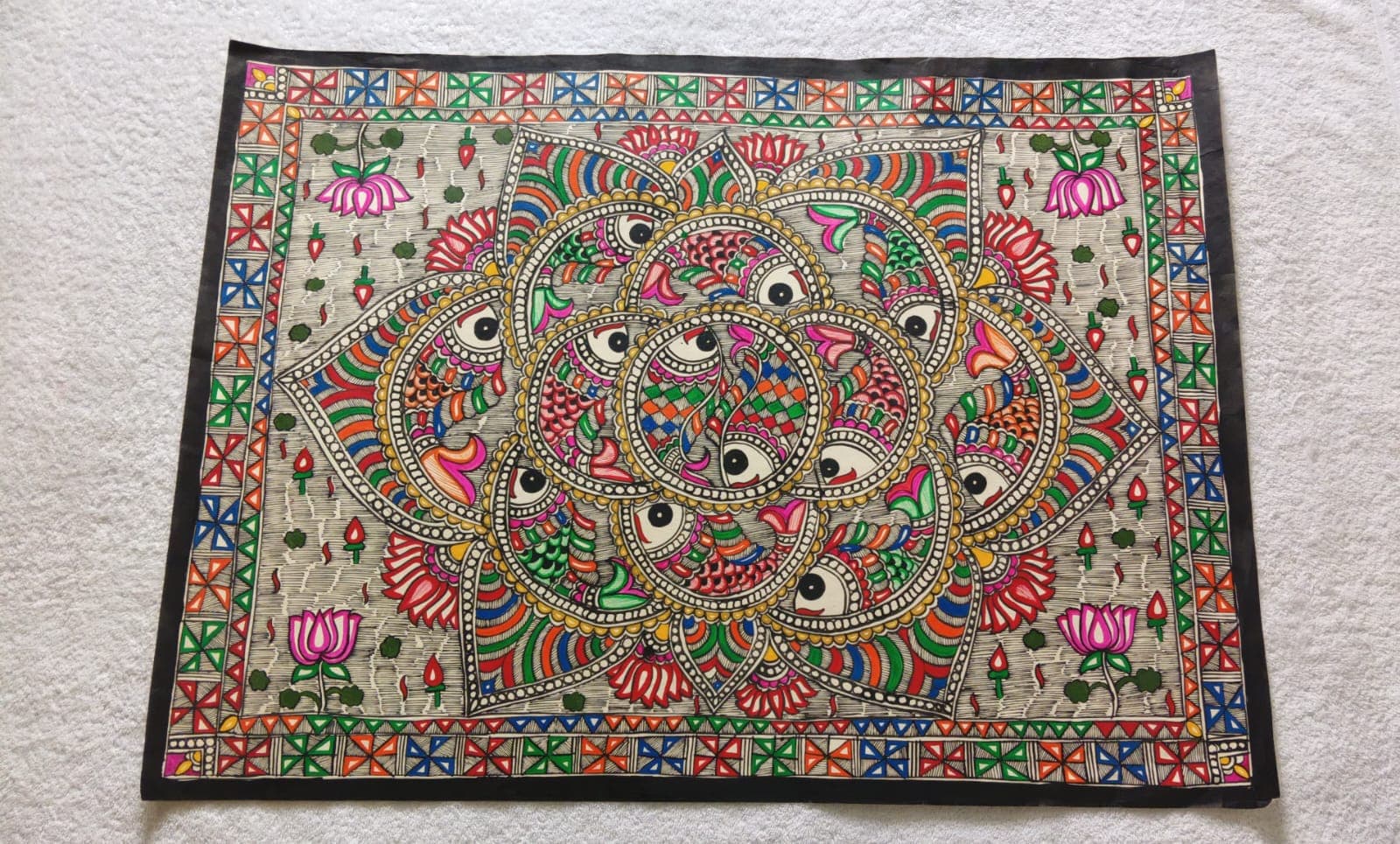 Authentic Madhubani painting handcrafted on canvas by women artisans of Bihar